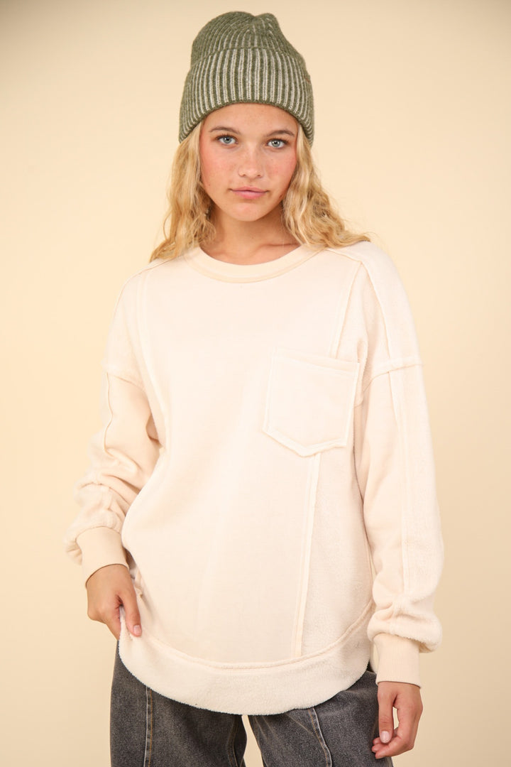 Feeling the Best French Terry Oversized Pullover in Cream