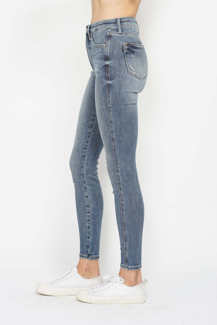 Janie High Rise Tummy Control Medium Wash Skinny by Judy Blue