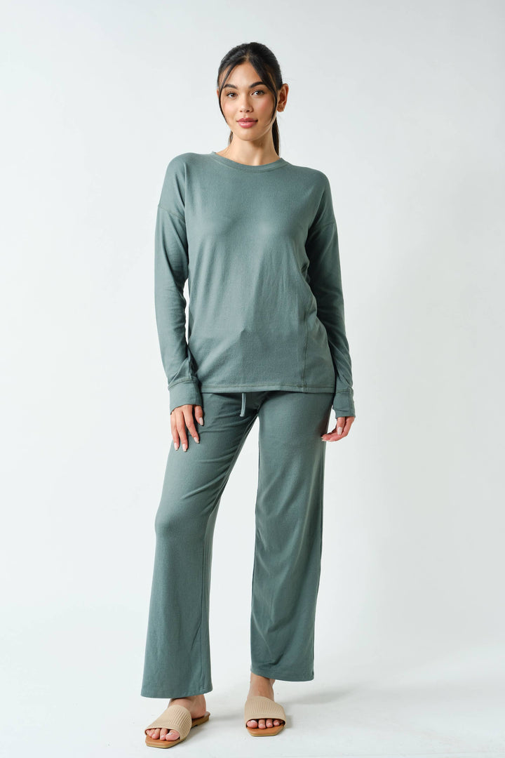 Brushed Crew Neck Long Sleeve Top
