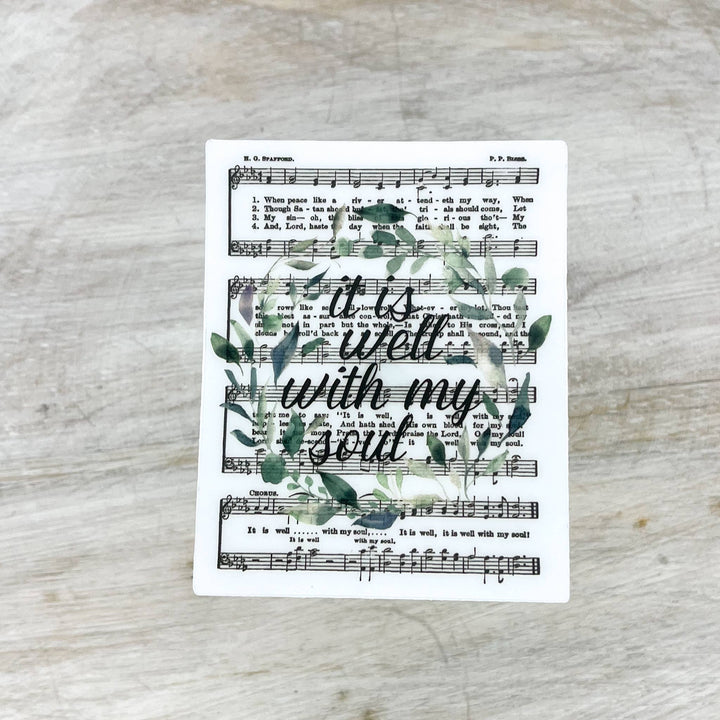 It Is Well With My Soul Hymn, Clear Vinyl, Sticker, 3x3 in
