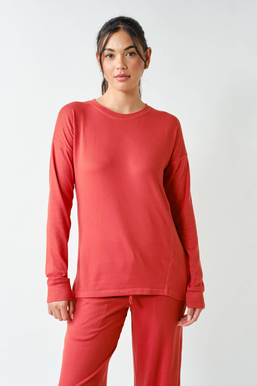 Brushed Crew Neck Long Sleeve Top