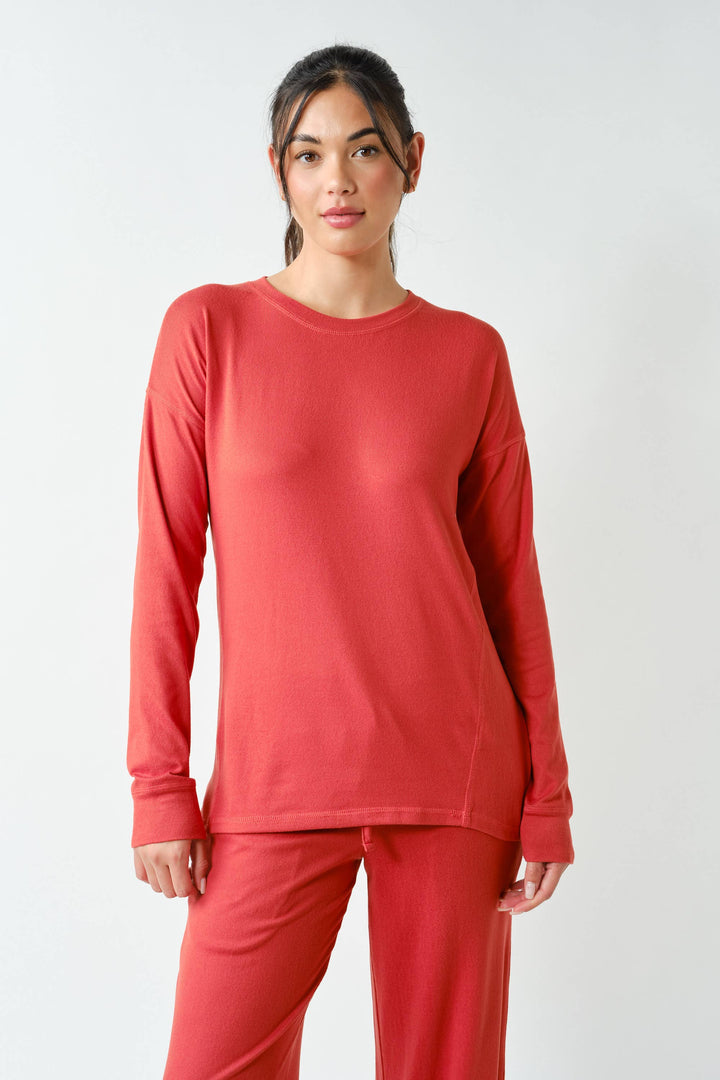 Brushed Crew Neck Long Sleeve Top