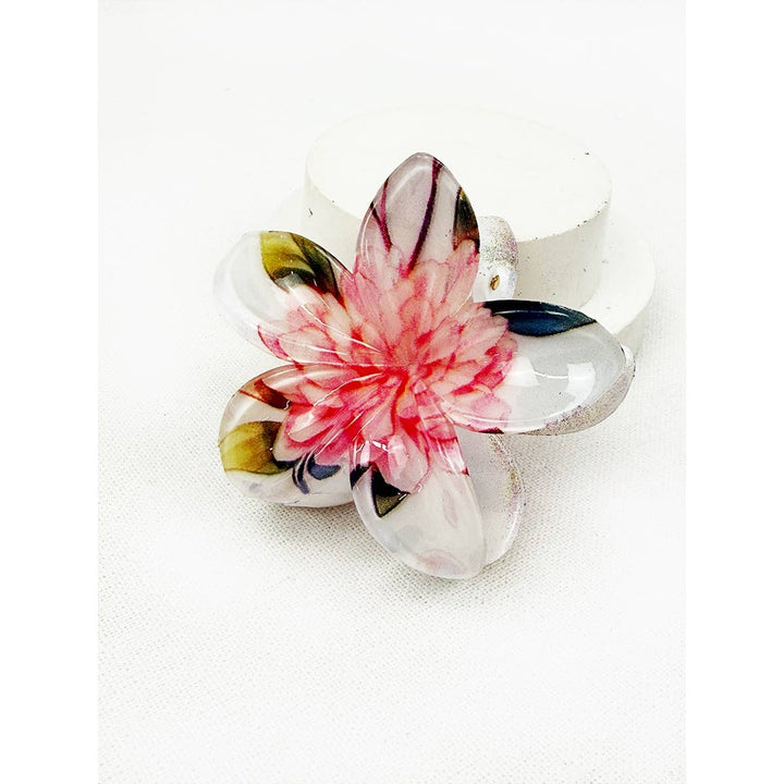 Floral Prints of Hawaiian Plumeria Hair Claw Clip