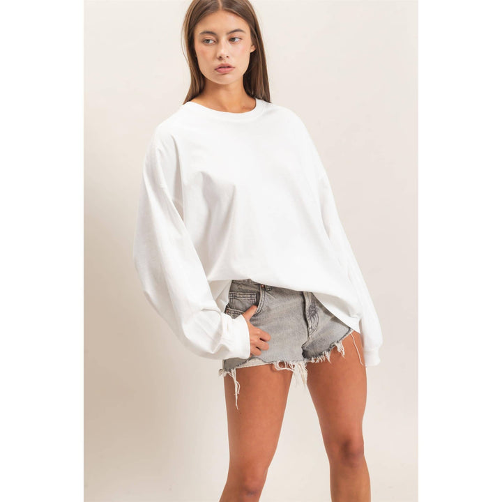 Pigment Dye Oversized Long Sleeve Top