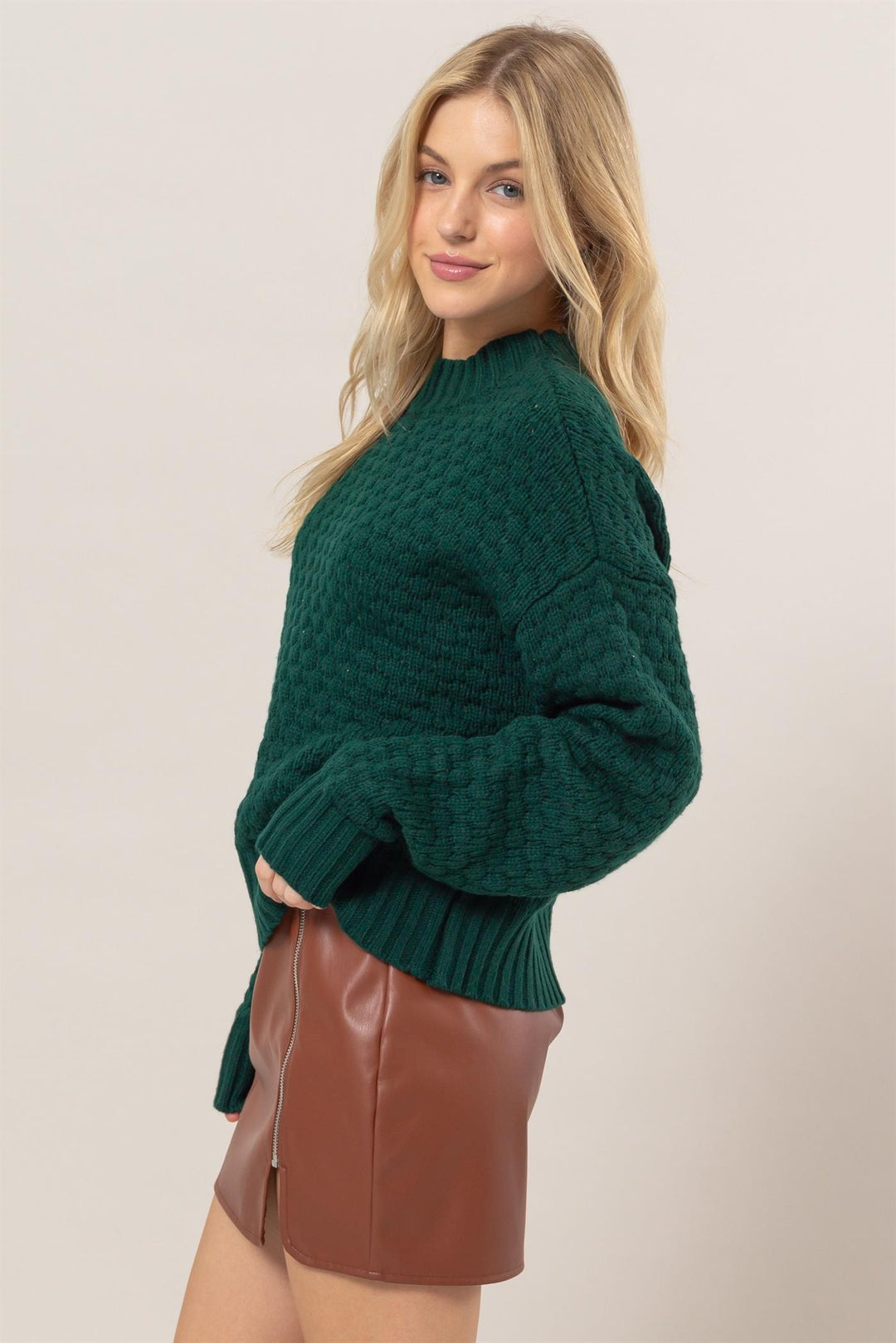 Sweet As You Are Dark Green Cable Knit Sweater