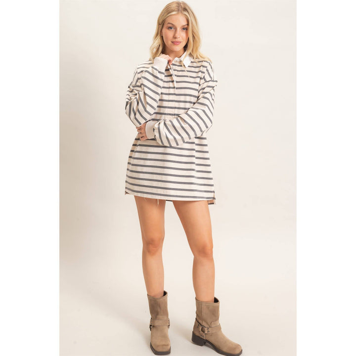 Striped Polo Long Sleeve Top