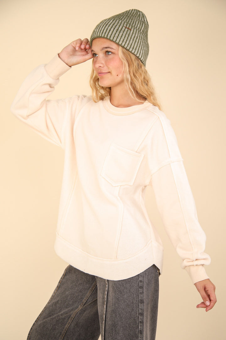 Feeling the Best French Terry Oversized Pullover in Cream