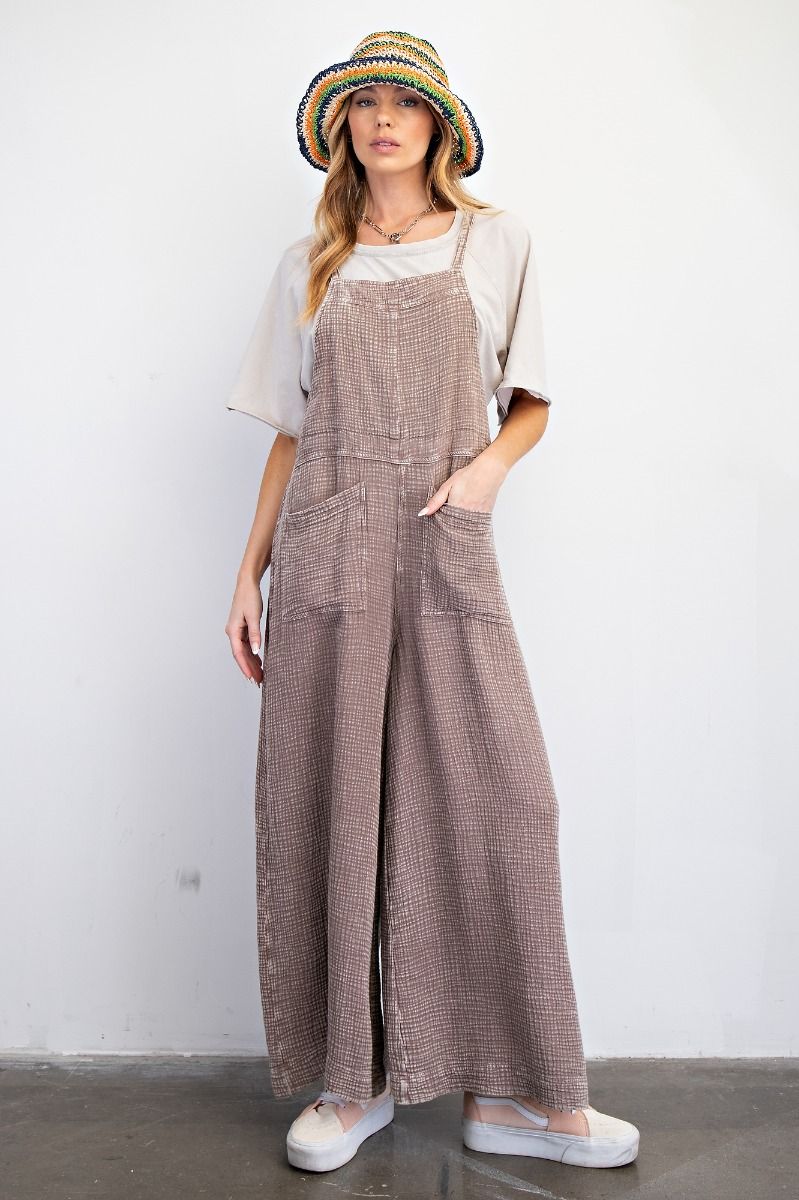 In My Heart Washed Cotton Jumpsuit in Mushroom