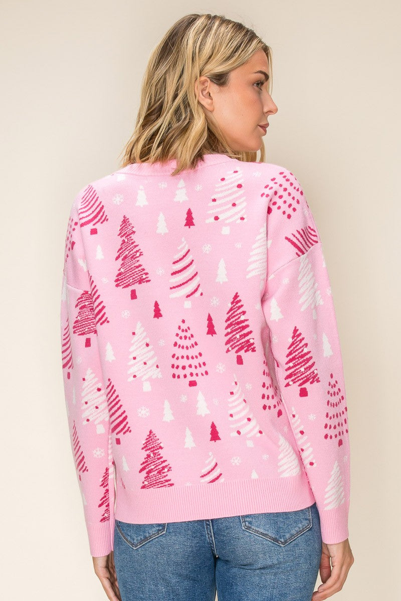 Underneath the Christmas Tree Pink Sweater