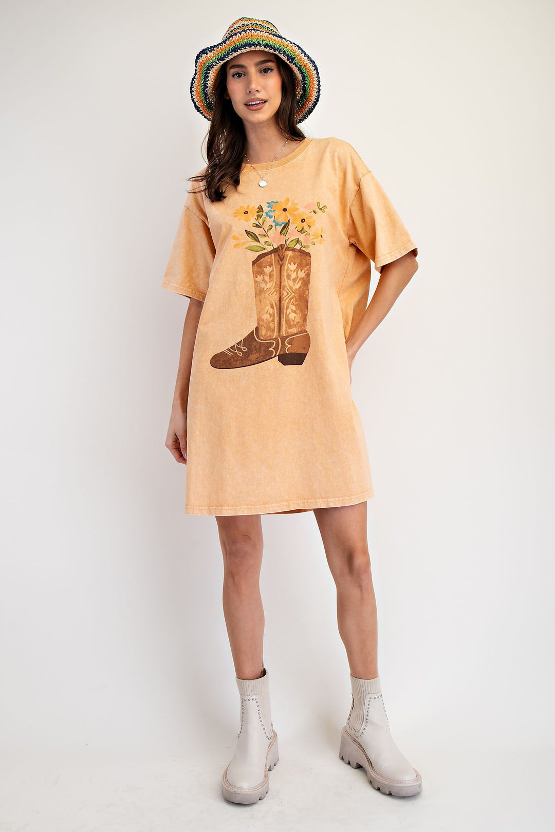 Feels Like Country Mineral Washed Shirt Dress in Chai Latte