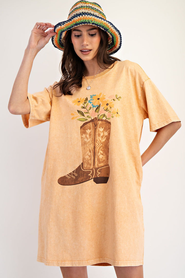 Feels Like Country Mineral Washed Shirt Dress in Chai Latte