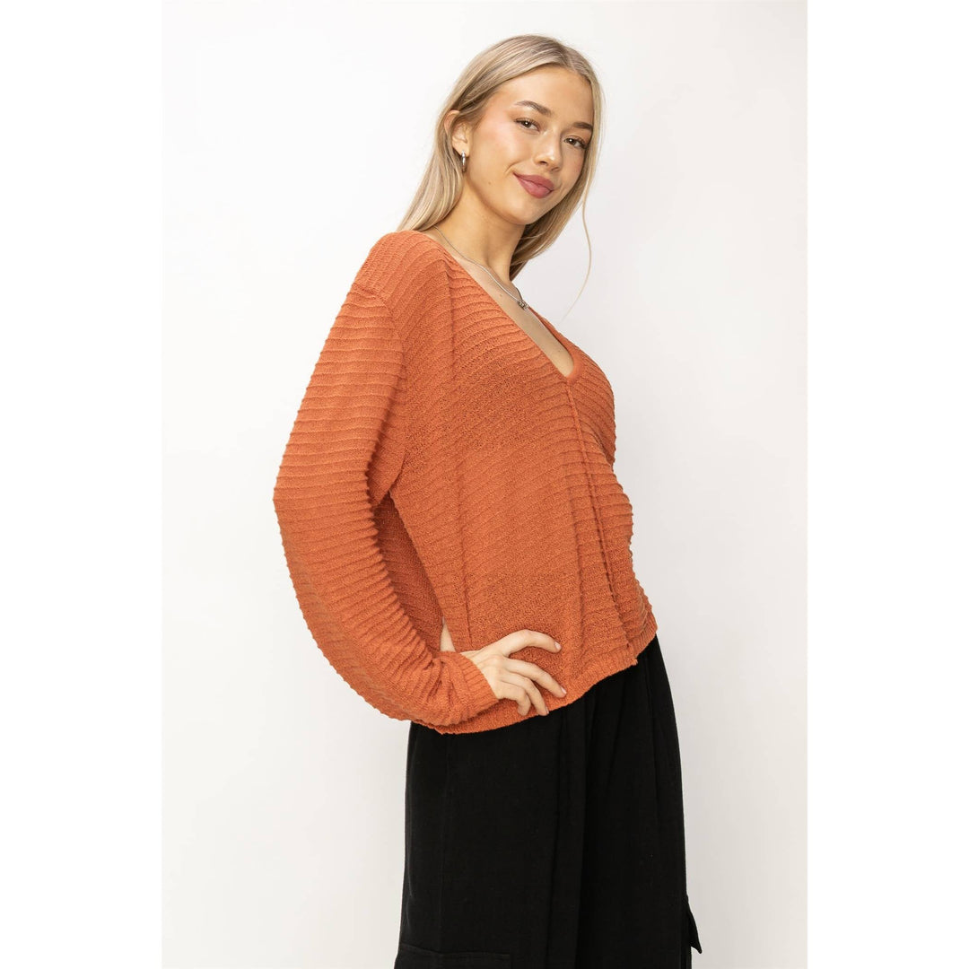 V Neck Dropped Shoulder Sweater