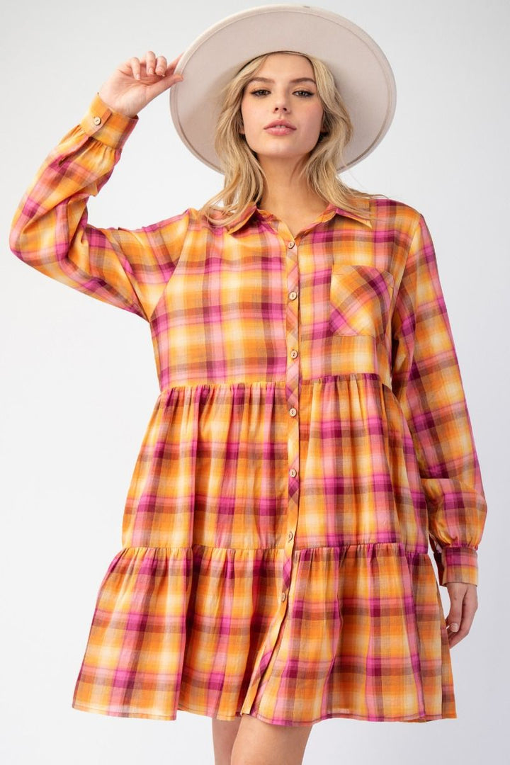 Sweet Charmer Plaid Button Down Dress