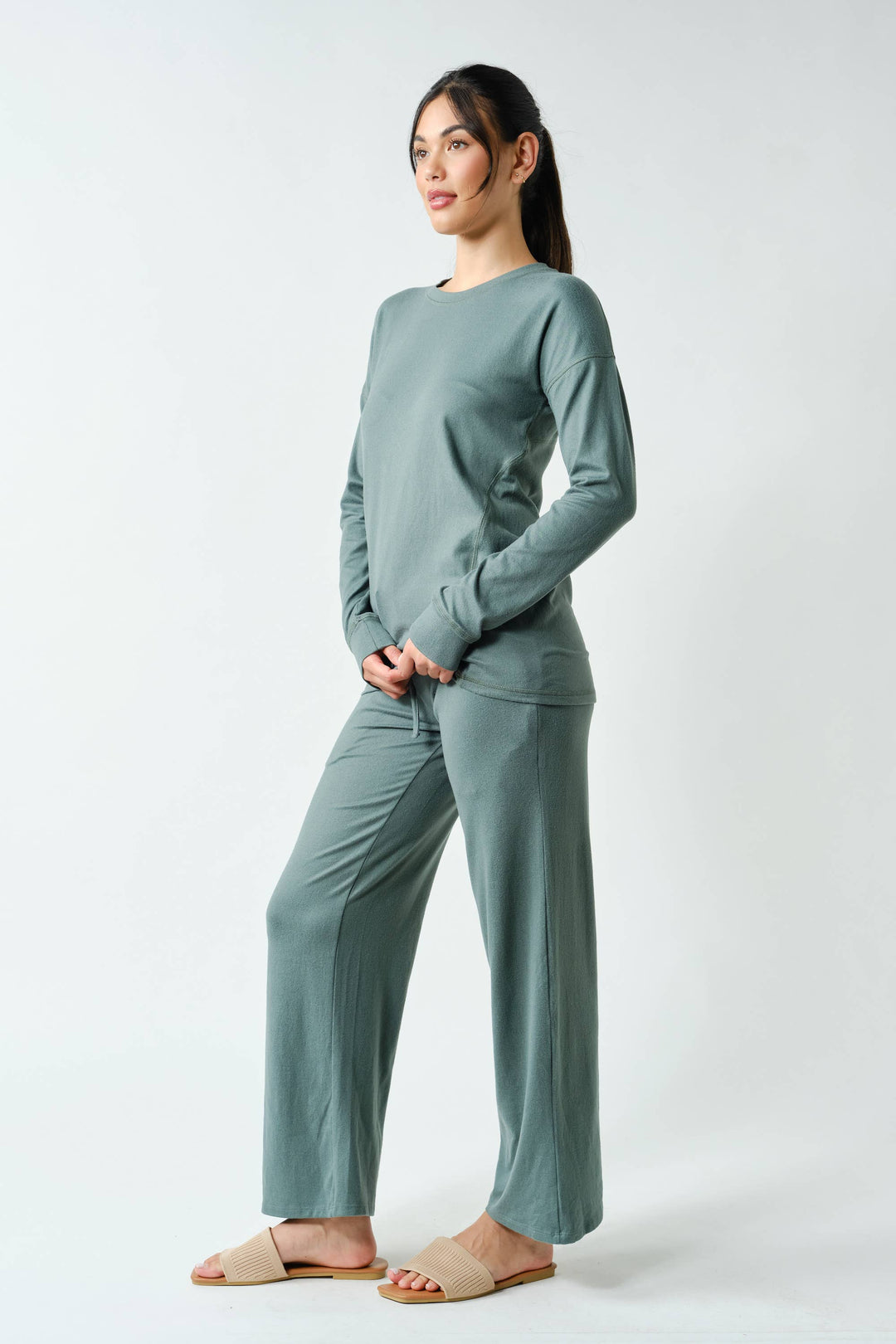 Brushed Crew Neck Long Sleeve Top