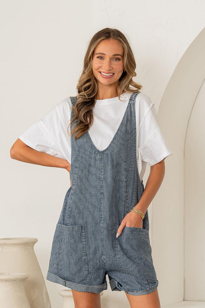 Easy Going Relaxed Romper In Navy