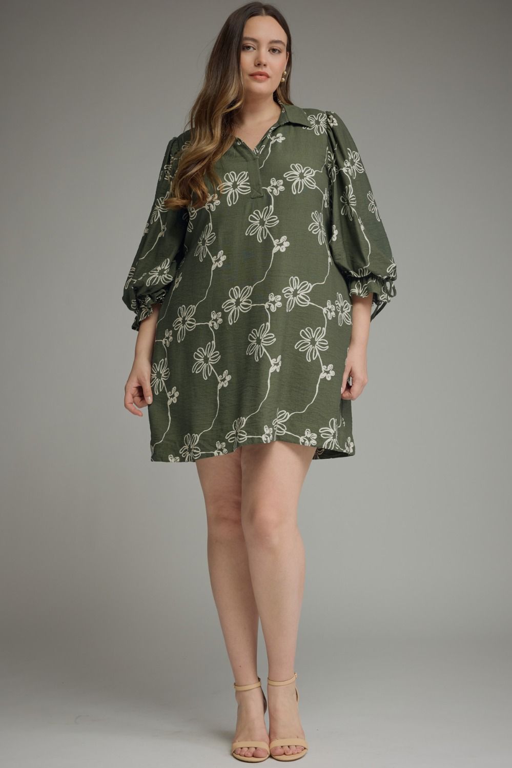 Classy Intentions Olive Floral Dress