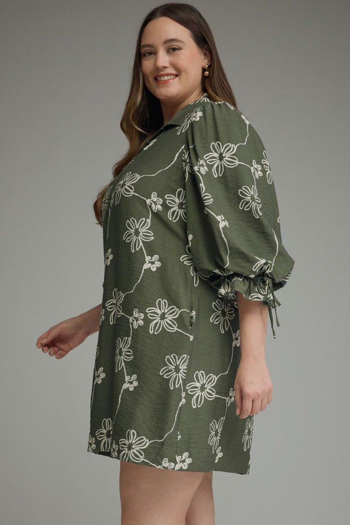Classy Intentions Olive Floral Dress