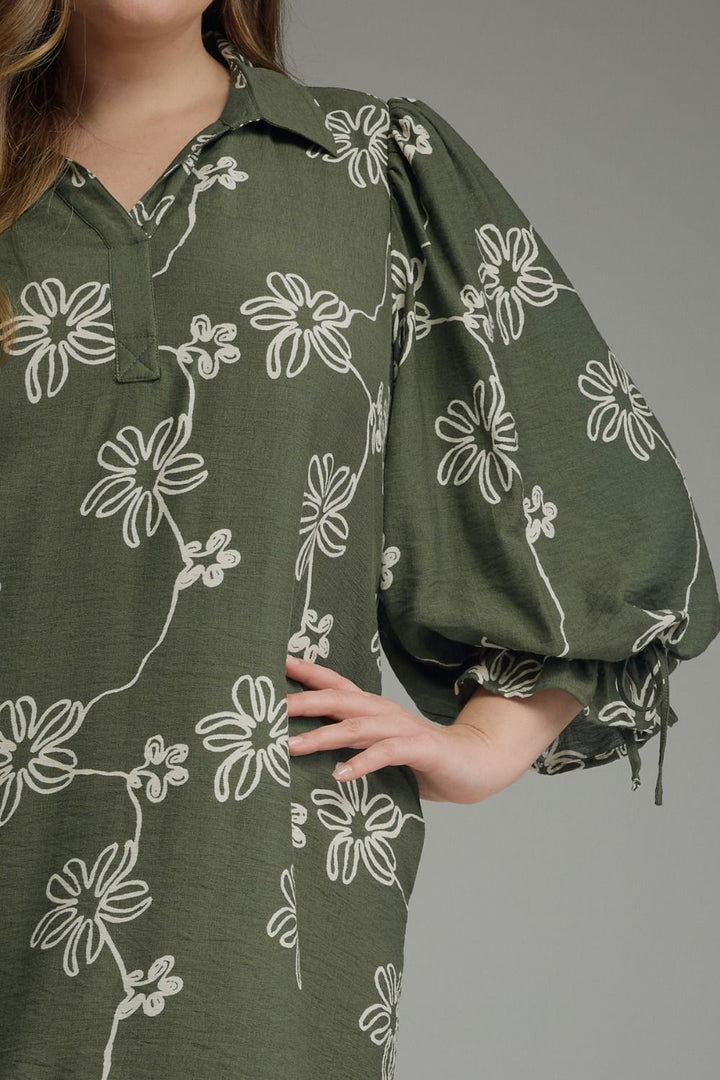 Classy Intentions Olive Floral Dress