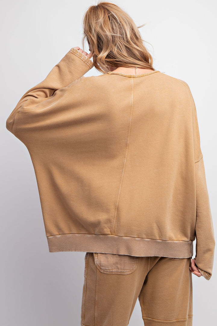 Reply All Mineral Washed Terry Knit Pullover