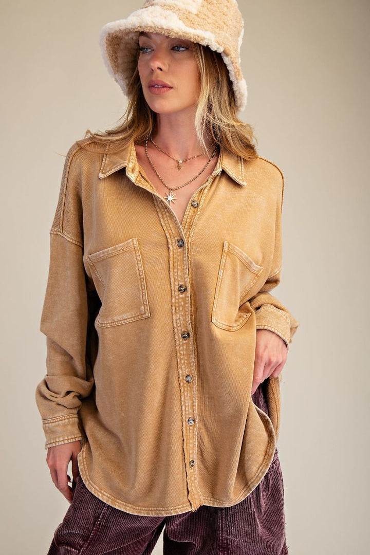 Wild & Free Mineral Washed Shacket in Ash Mocha