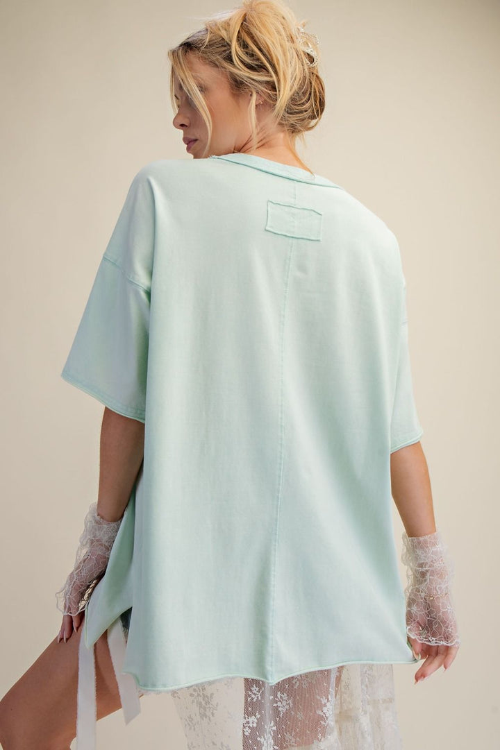Summer at the Beach Seashell Oversized Tee in Mint