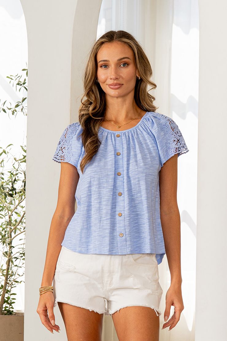 Charming Textured Slub Lace Top