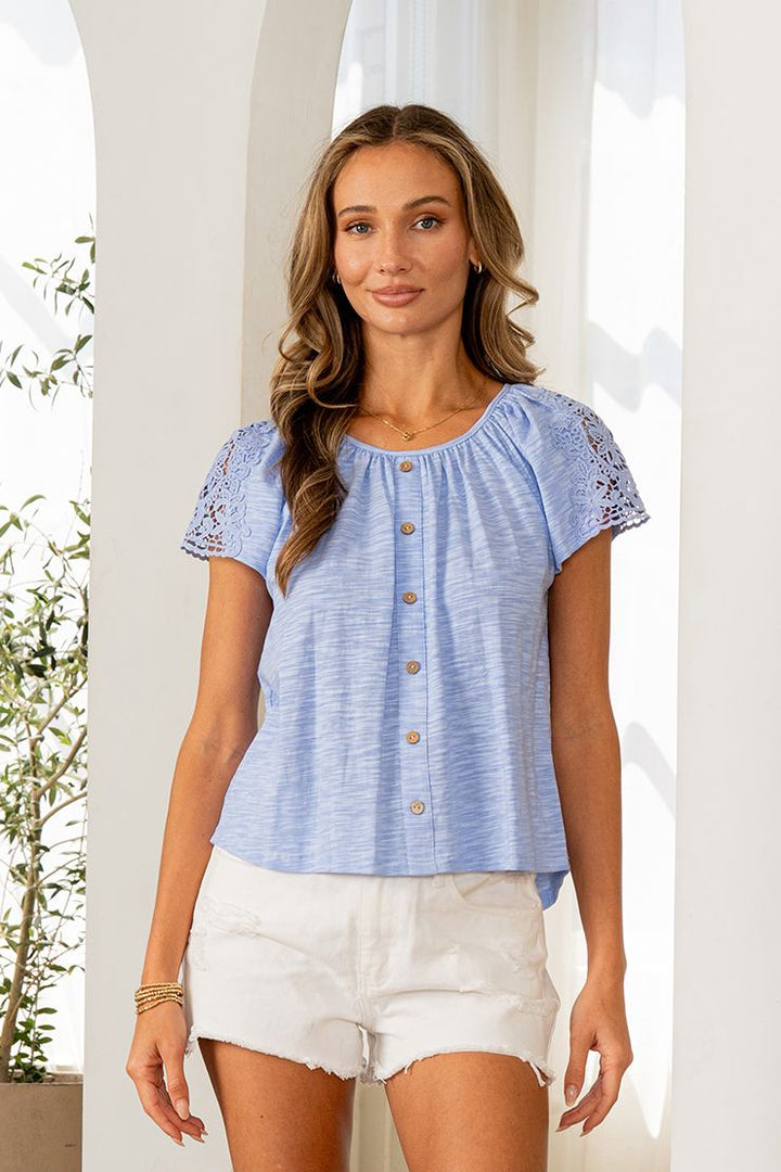 Charming Textured Slub Lace Top