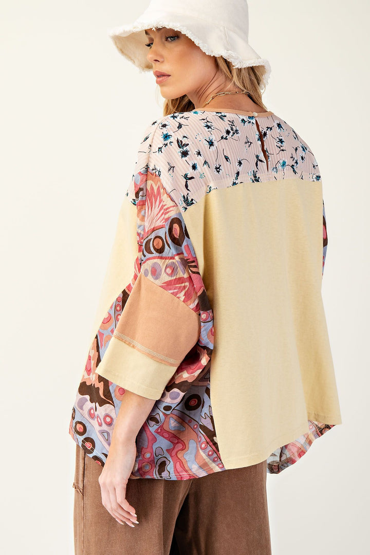 Free Spirited Mixed Pattern Top