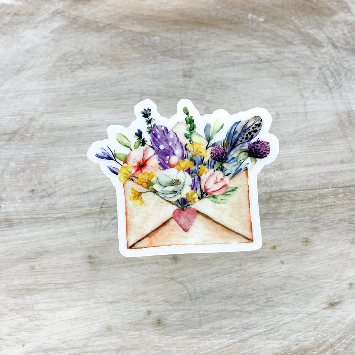 Spring Floral Envelope, Clear Sticker, 3x3 inch