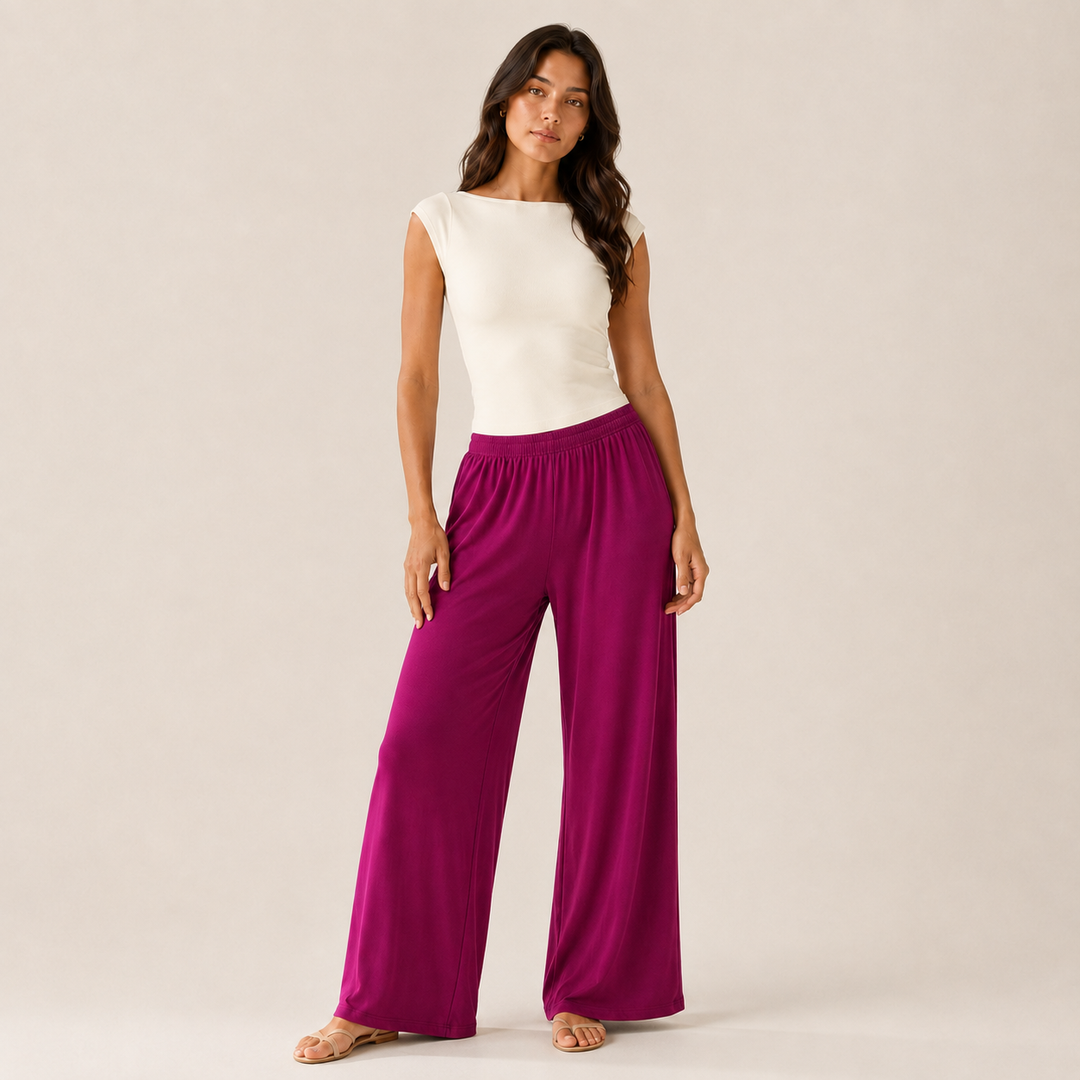 Women’s Wide Straight Leg Pants with Pockets, Soft Flowing pants