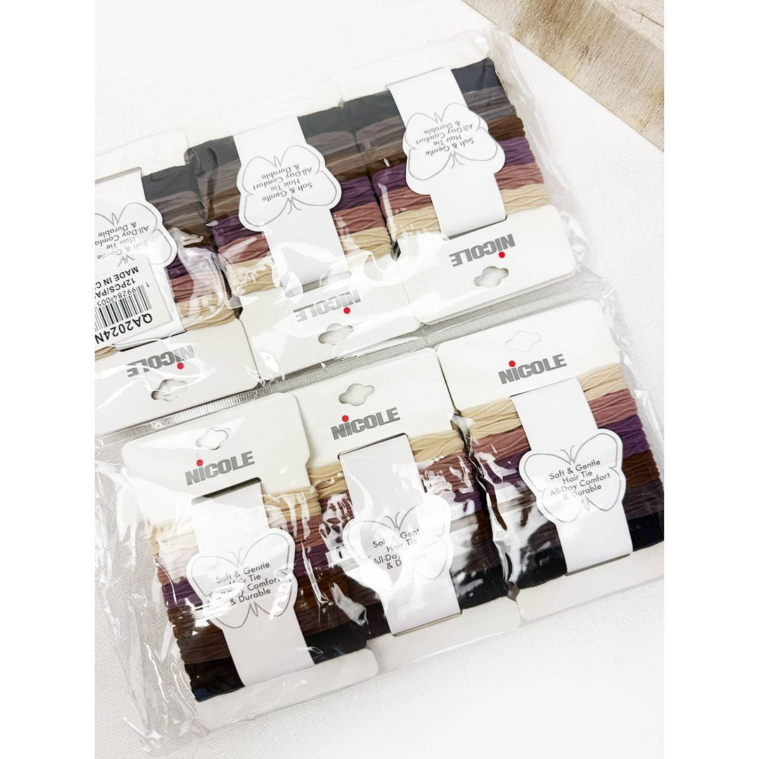 Neutral Tone Textured Rolled Hair Tie Set