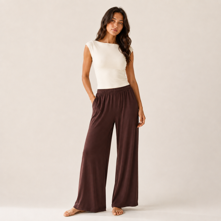 Women’s Wide Straight Leg Pants with Pockets, Soft Flowing pants