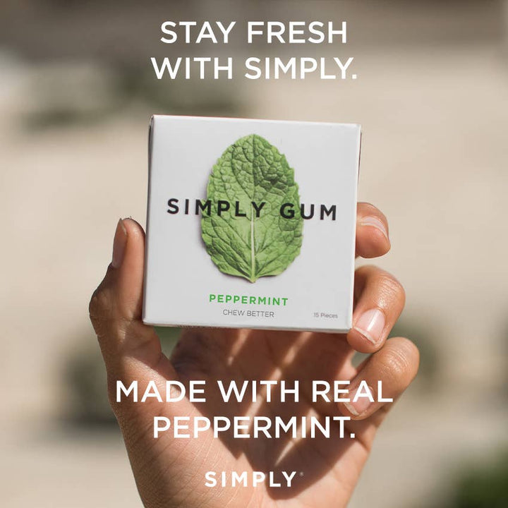 Peppermint Chewing Gum - Natural + Plastic-Free | 12 Pack