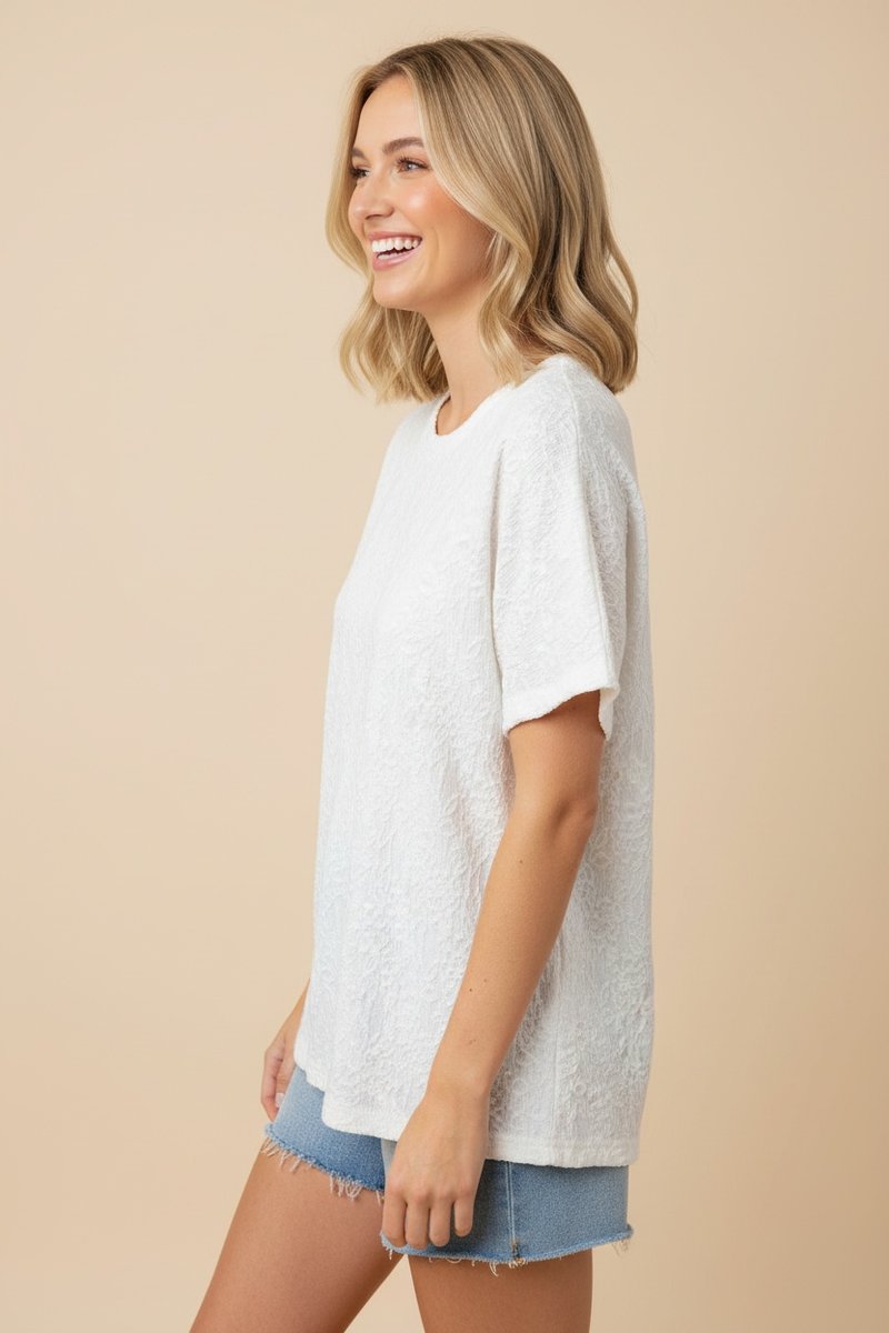 Grace Upon Grace Short Sleeve Lace Top in Ivory