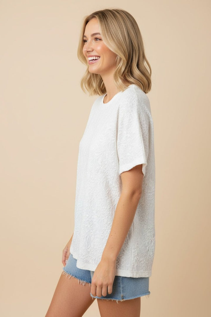Grace Upon Grace Short Sleeve Lace Top in Ivory