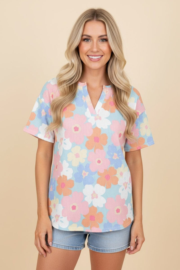 Cherished Moments Floral Print Short Sleeve Top