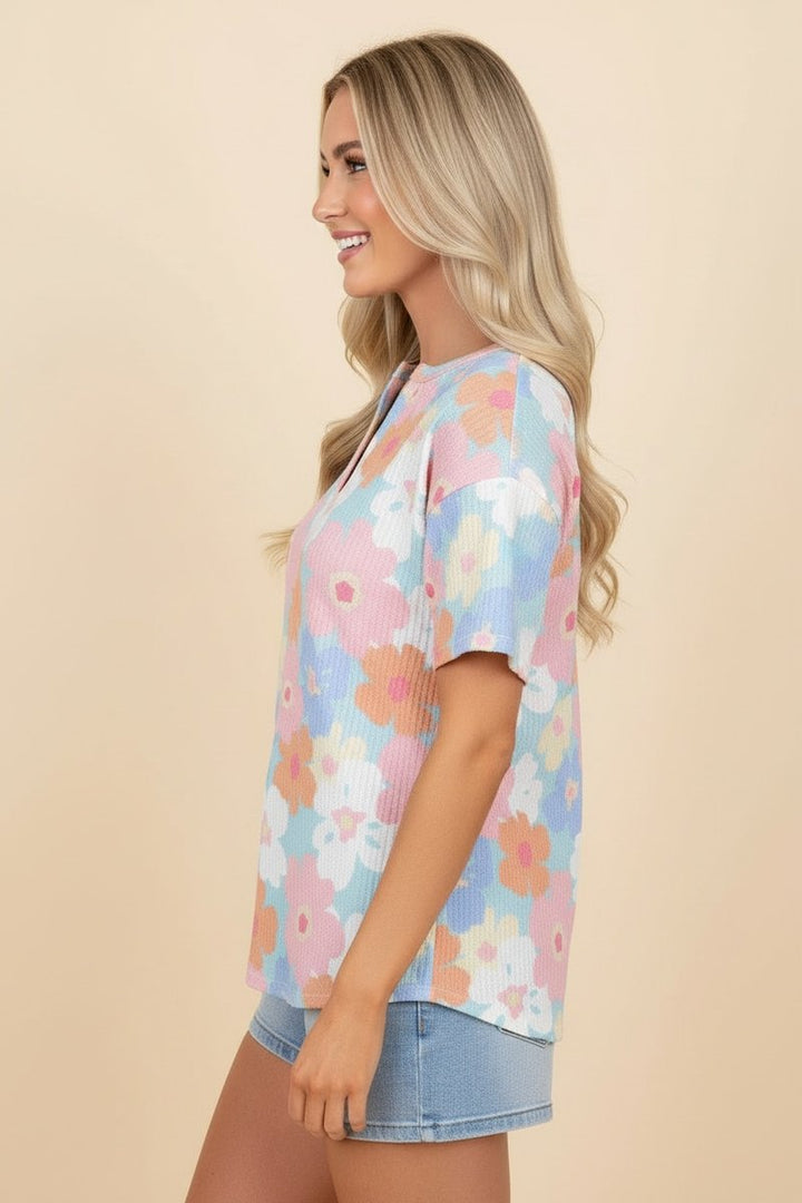 Cherished Moments Floral Print Short Sleeve Top