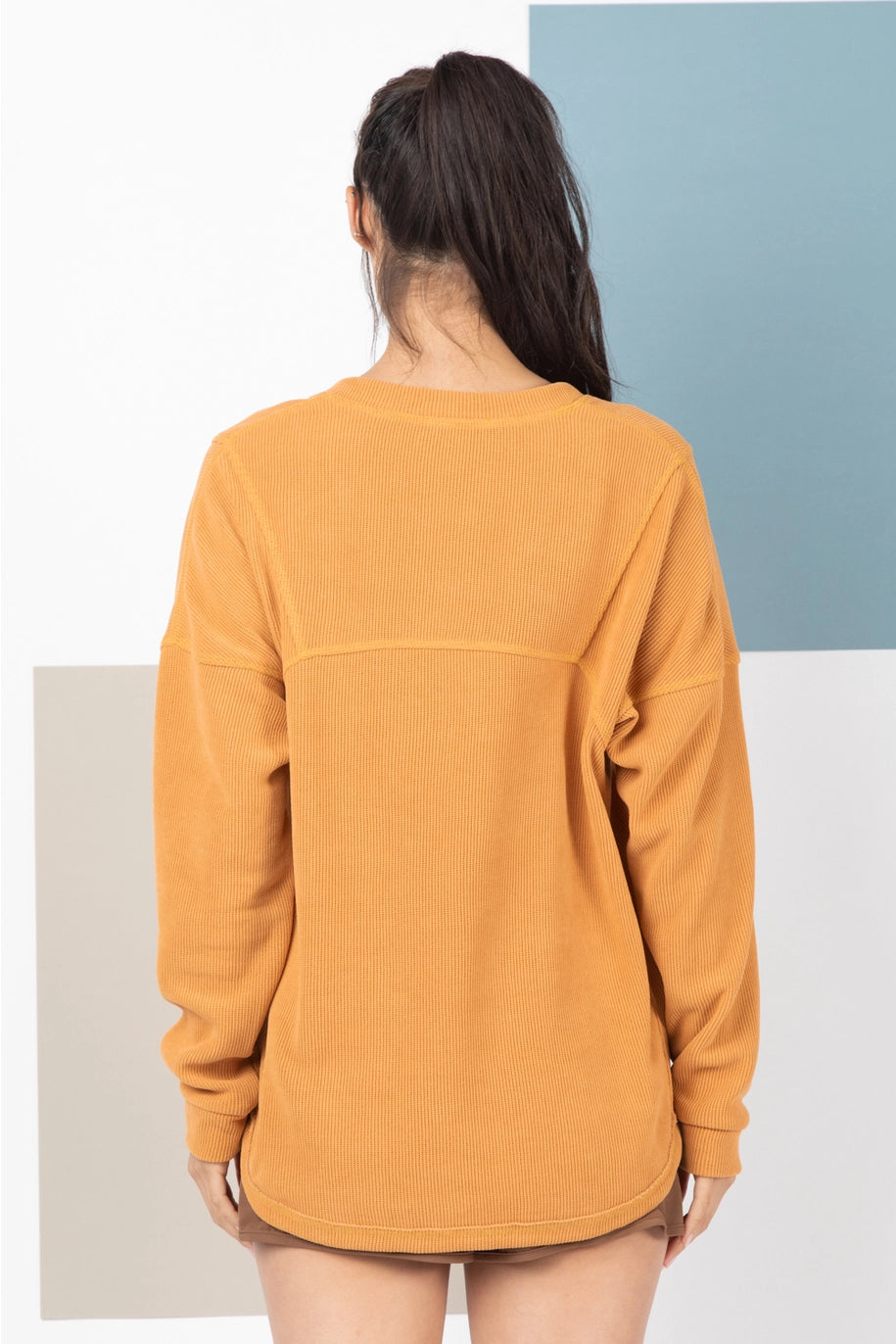 First Down Fun Oversized Top in Camel
