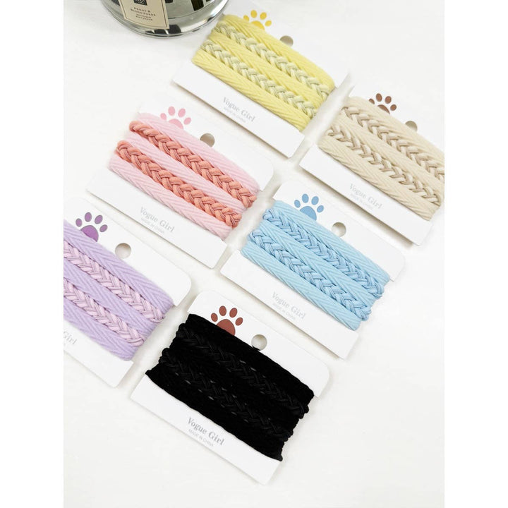 Plain and  Braided Mixed Elastic Stretch Hair Ties
