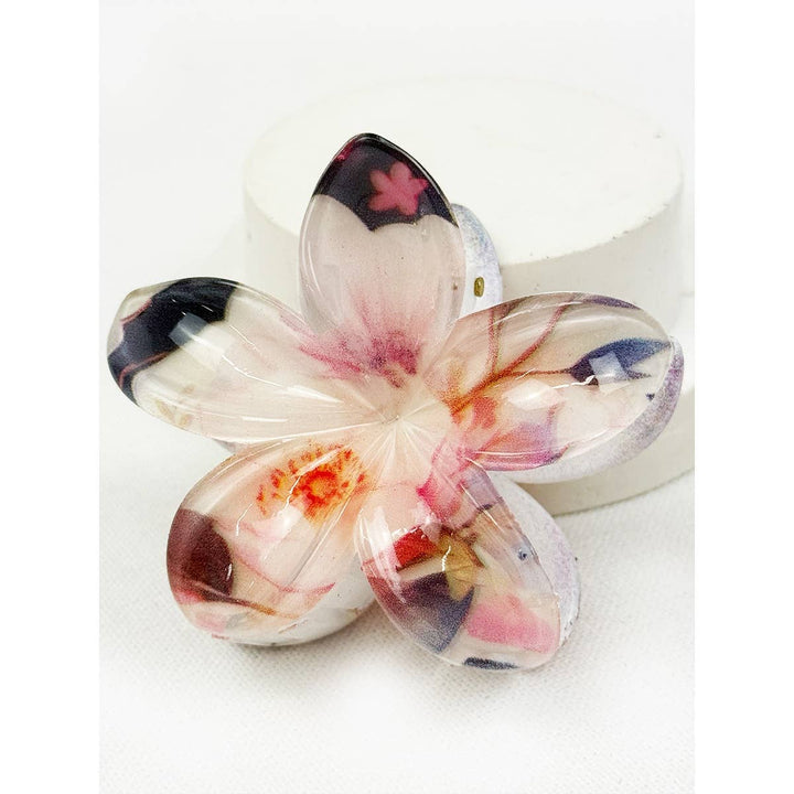 Floral Prints of Hawaiian Plumeria Hair Claw Clip