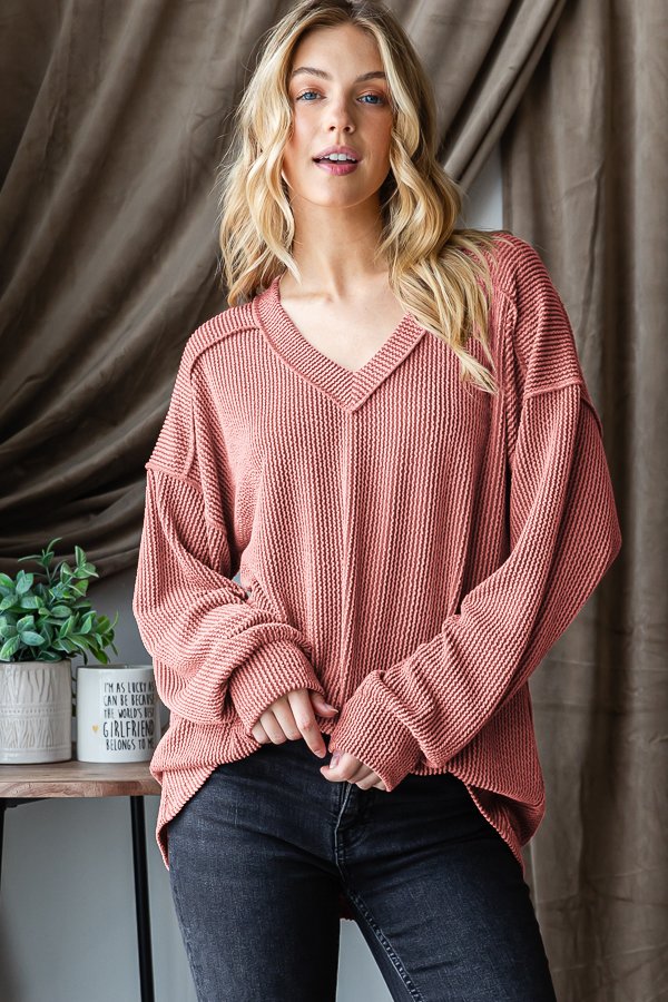 Simply in Love Long Sleeve Top in Cinnamon