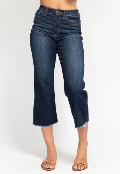 Marybeth Dark Wash Cropped Wide Leg Jean by Judy Blue