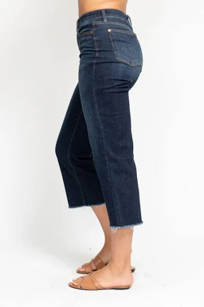 Marybeth Dark Wash Cropped Wide Leg Jean by Judy Blue