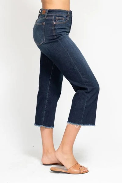 Marybeth Dark Wash Cropped Wide Leg Jean by Judy Blue