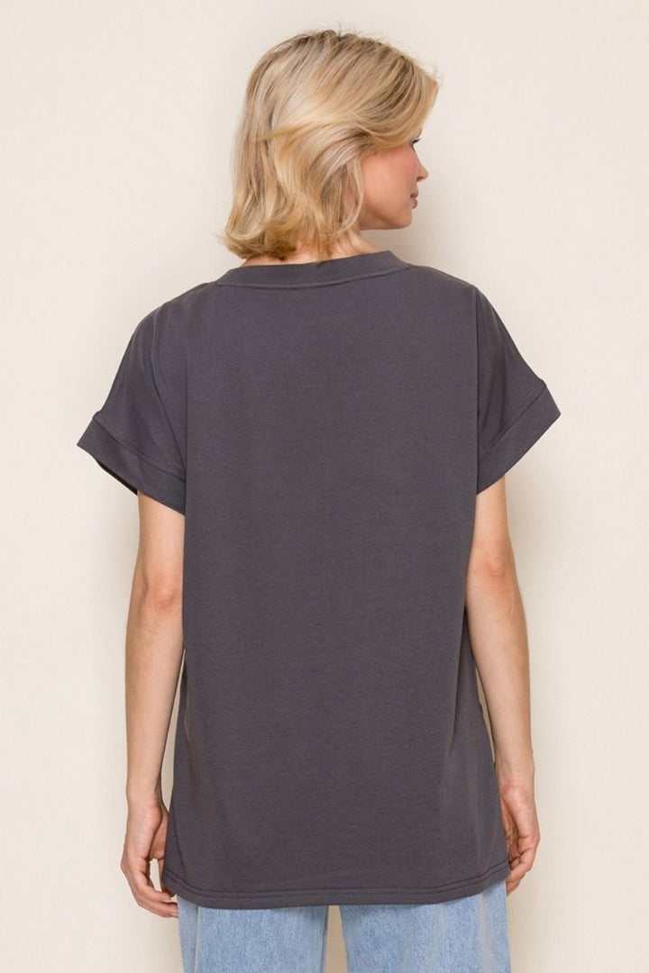 Make Your Day Short Sleeve Top in Charcoal