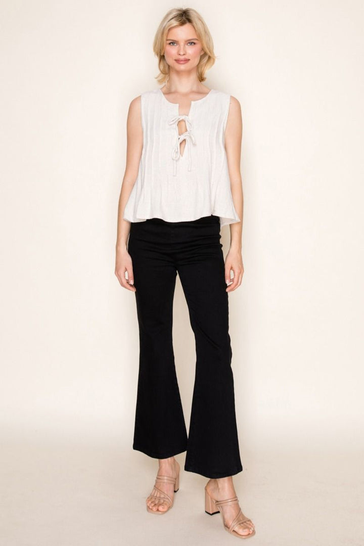Kind of Cute Sleeveless Tie Top in Oatmeal