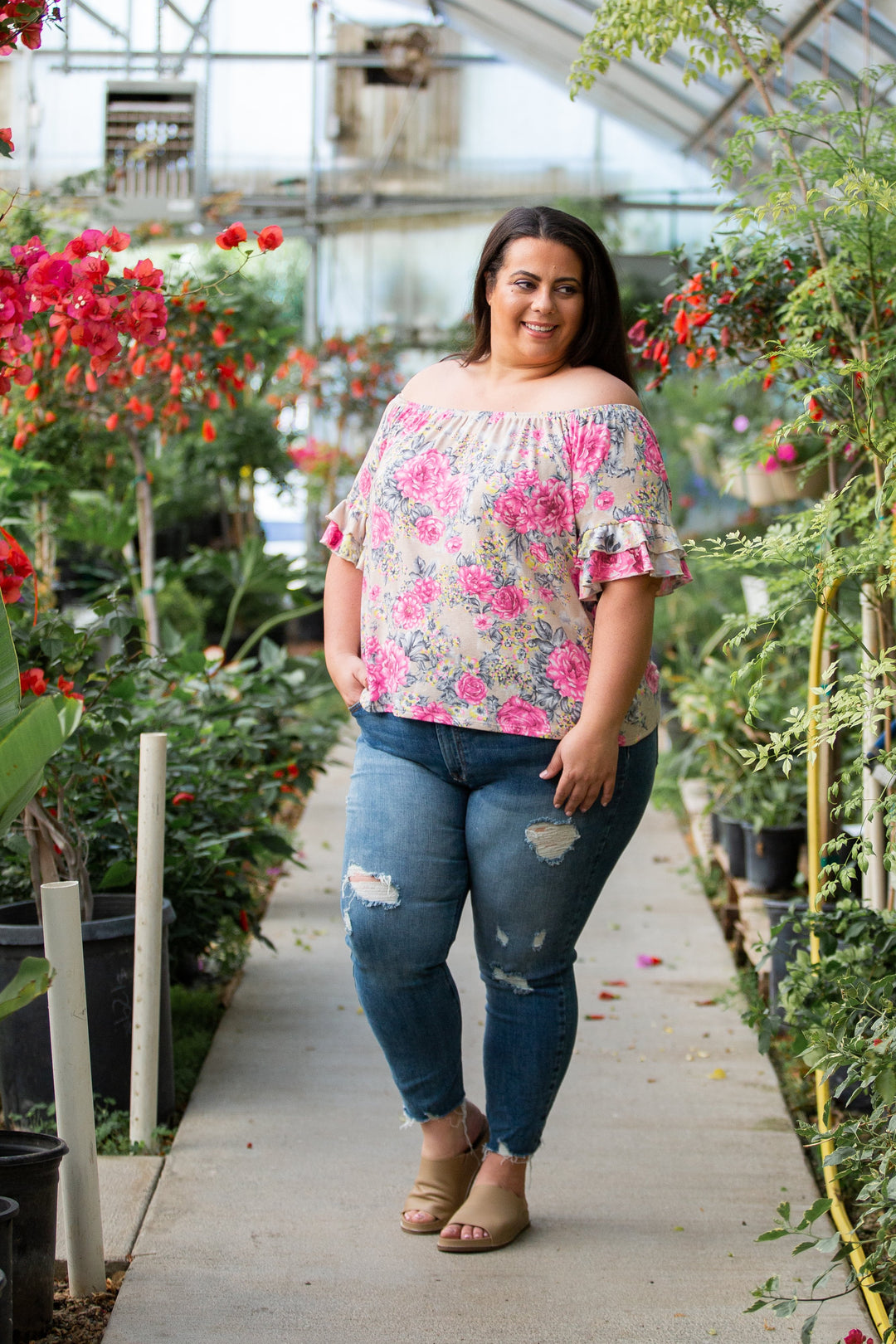 Summer Blooms Ruffle Sleeve Top