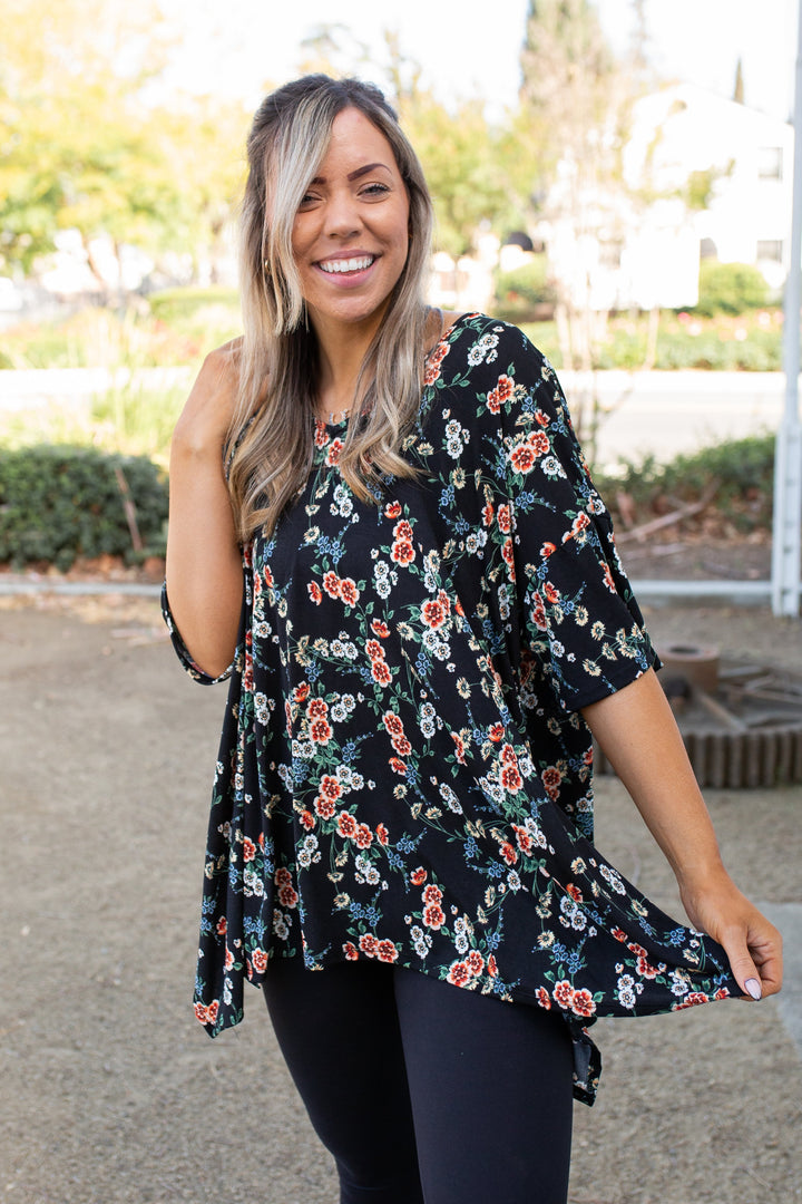 Night Blossoms Short Sleeve Top