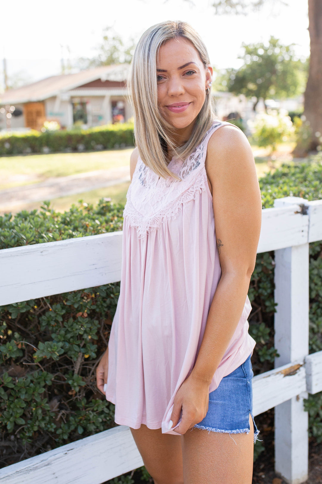 Boho Charm Sleeveless Top in Blush