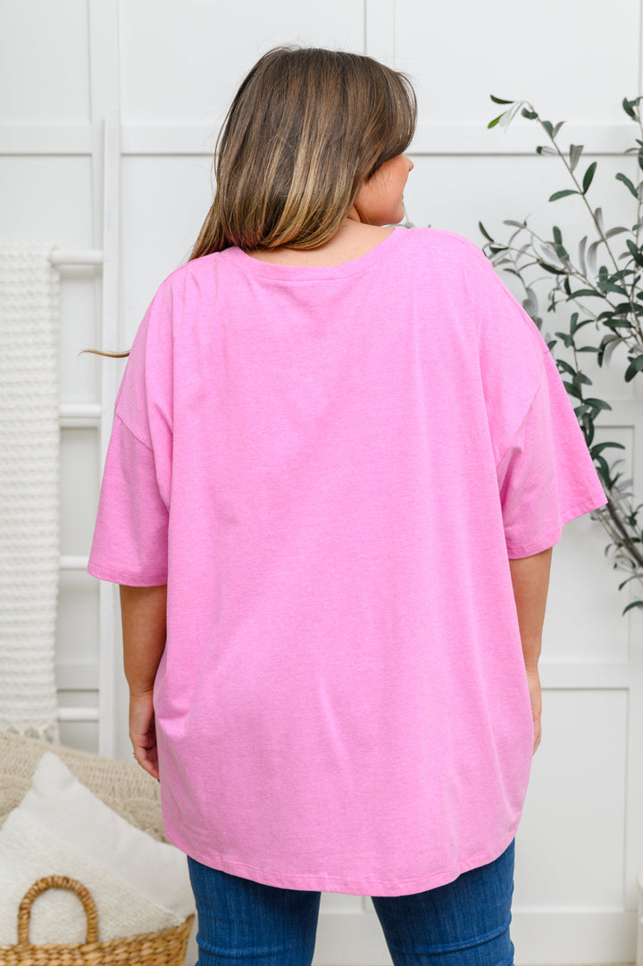 Boxy V Neck Boyfriend Tee In Pink